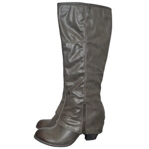 Y2K “Fergalicious” Grey Faux Leather Knee-High Style Heeled Boots